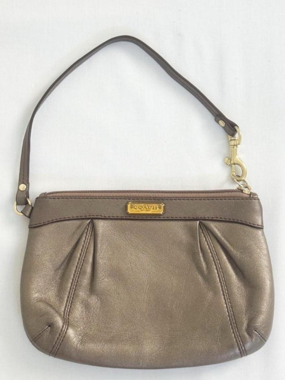 Vintage Coach small metallic wristlet with strap